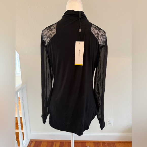 Karen Millen Black Sheer Lace Blouse Size 12 NWT - Picture 3 of 9